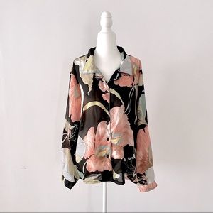 Vintage Tropical Print Blouse